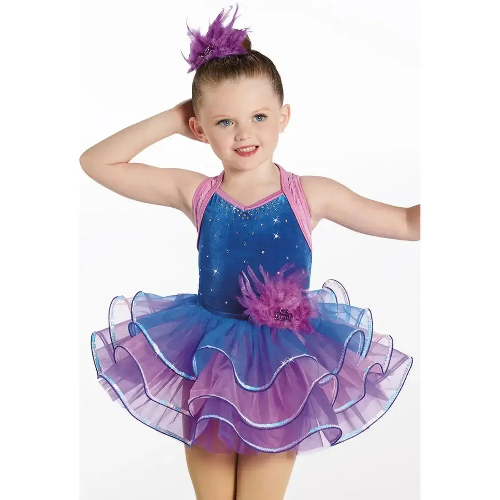 Pre-Owned Dance Costume Small Child Blue Purple Weissman 13314 Ballet Tap Dress